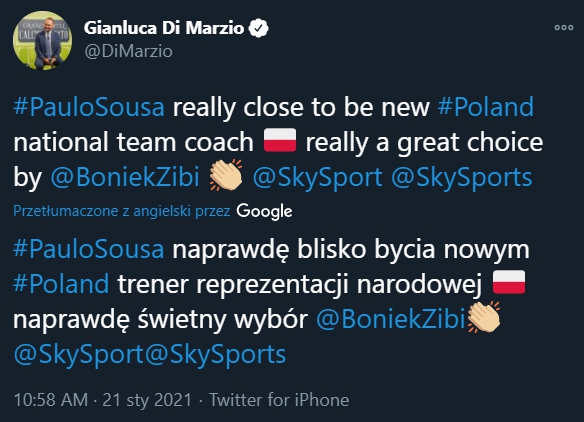 Kolejne wieści od Di Marzio ws. nowego selekcjonera Polski!